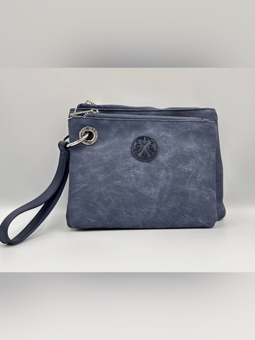 Christian Lacroix Denim Double Slim Pouch Wristlet 2 in 1